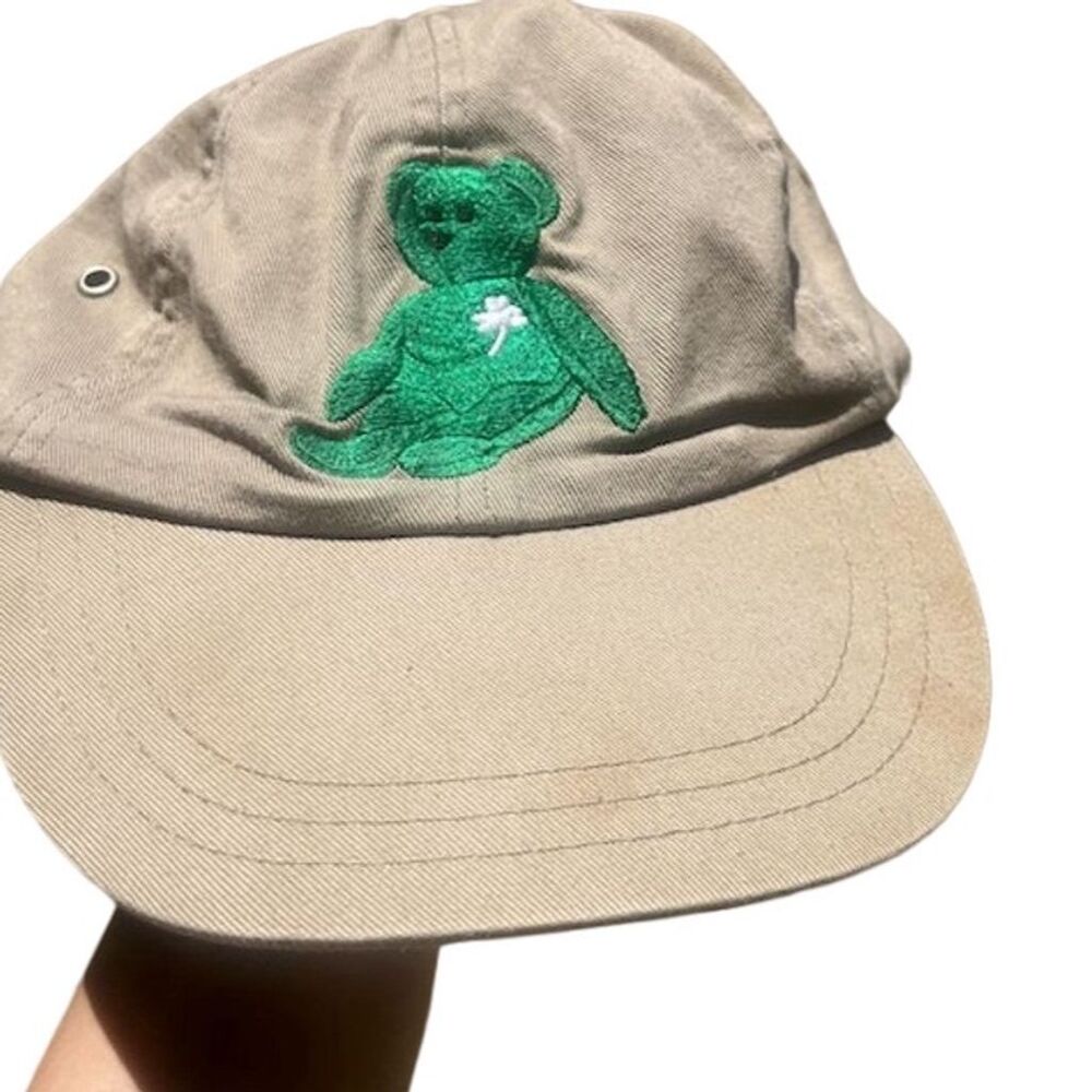 Vintage Tan Baseball Cap Ty Beanie Baby Green Embroidery Unisex Adjustable Hat